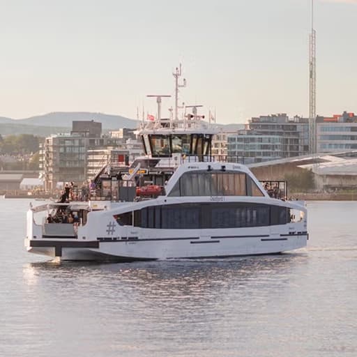 Ferry navegando entre las islas del fiordo de Oslo